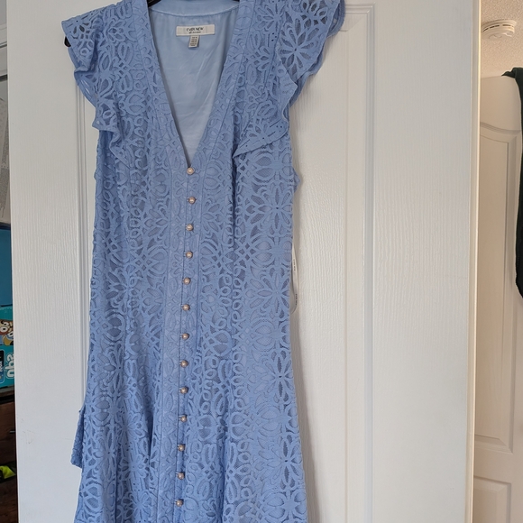Ever New Lace Button-Front Midi Dress in Light Blue - Picture 4 of 6